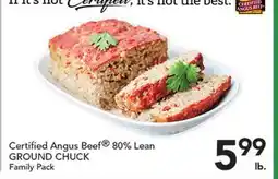 Pete's Fresh Market Certified Angus Beef 80% Lean GROUND CHUCK offer
