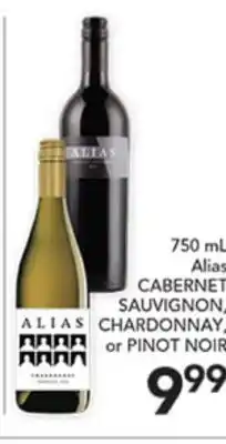 Pete's Fresh Market Alias CABERNET SAUVIGNON, CHARDONNAY, or PINOT NOIR offer