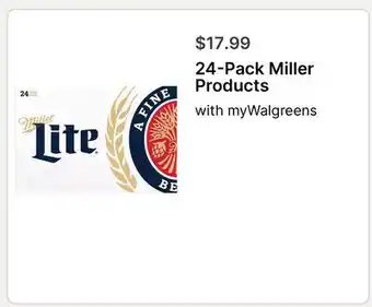 Walgreens 24-Pack Miller Products offer