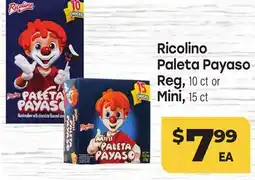 Tony’s Fresh Market Ricolino Paleta Payaso Reg, 10 ct or Mini, 15 ct offer