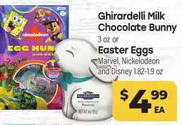 Tony’s Fresh Market Ghirardelli Milk Chocolate Bunny 3 oz or Easter Eggs Marvel, Nickelodeon and Disney 1.82-1.9 oz offer