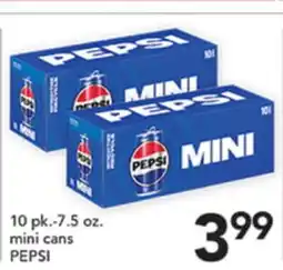 Pete's Fresh Market 10 pk.-7.5 oz. mini cans PEPSI offer