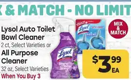 Tony’s Fresh Market Lysol Auto Toilet Bowl Cleaner 2 ct, All Purpose Cleaner 32 oz offer