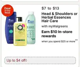 Walgreens Head & Shoulders or Herbal Essences Hair Care offer
