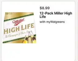 Walgreens 12-Pack Miller High Life offer