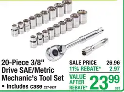 Menards 20-Piece 3/8 Drive SAE/Metric Mechanic's Tool Set offer