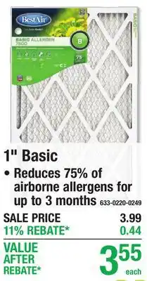 Menards ALLERGEN AIR FILTERS 1 Basic offer
