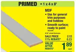 Menards PRIMED, 1 x 4 x 8' offer