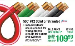 Menards 500' #12 Solid or Stranded offer
