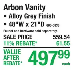Menards Arbon Vanity Alloy Grey Finish 48W x 21D offer