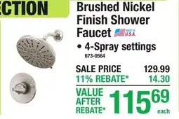 Menards Brushed Nickel Finish Shower Faucet offer