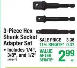 Menards MASTERFORCE 3-Piece Hex Shank Socket Adapter Set offer