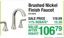 Menards Delta Brushed Nickel Finish Faucet offer