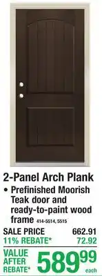 Menards MASTERCRAFT FIBERGLASS DOORS 2-Panel Arch Plank offer
