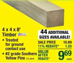 Menards 4 x 4 x 8' Timber offer