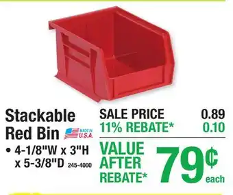 Menards Stackable Red Bin offer