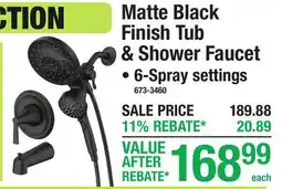 Menards MOEN Matte Black Finish Tub & Shower Faucet offer
