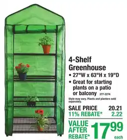 Menards 4-Shelf Greenhouse offer
