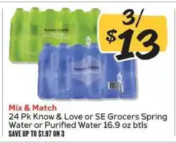 Winn Dixie Know & Love or SE Grocers Spring Water offer