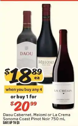 Winn Dixie Daou Cabernet, Meiomi or La Crema Sonoma Coast Pinot Noir offer