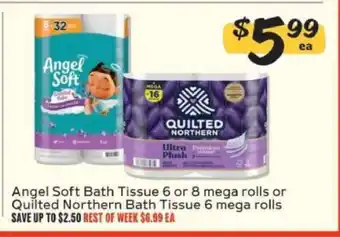 Winn Dixie Angel Soft Bath Tissue or Quilted Northern Bath Tissue offer