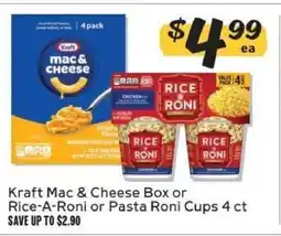Winn Dixie Kraft Mac & Cheese Box or Rice-A-Roni or Pasta Roni Cups 4 ct offer