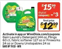 Winn Dixie Gain Laundry Detergent offer