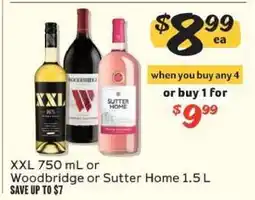 Winn Dixie XXL 750 mL or Woodbridge or Sutter Home 1.5 L offer