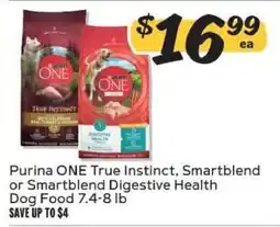 Winn Dixie Purina One True Instinct, Smartblend or Smartblend Digestive Health Dog Food offer