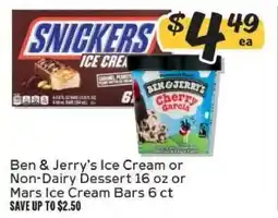 Winn Dixie Ben & Jerry's Ice Cream or Non-Dairy Dessert 16 oz or Mars Ice Cream Bars 6 ct offer
