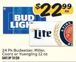 Winn Dixie 24 Pk Budweiser, Miller, Coors or Yuengling offer