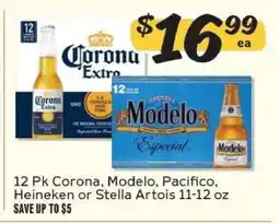 Winn Dixie 12 Pk Corona, Modelo, Pacifico, Heineken or Stella Artois offer