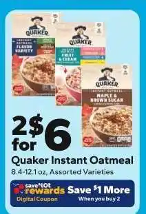 Save a Lot Quaker Instant Oatmeal offer