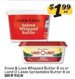 Winn Dixie Know & Love Whipped Butter or Land O Lakes Spreadable Butter offer