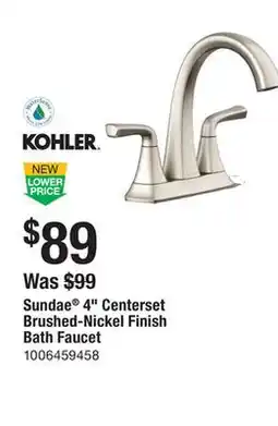 The Home Depot KOHLER Sundae 4 Centerset Brushed-Nickel Finish Bath Faucet offer
