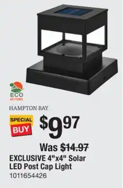 The Home Depot Hampton Bay 4 x4 Solar LED Post Cap Light offer