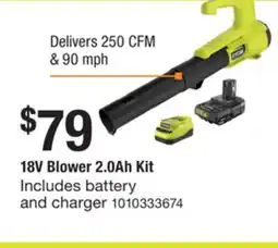 The Home Depot RYOBI 18V Blower 2.0Ah Kit offer