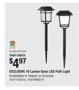 The Home Depot HAMPTON BAY 10 Lumen Solar LED Path Light offer