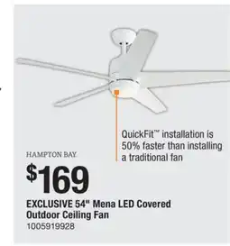 The Home Depot HAMPTON BAY 54 Mena LED Covered Outdoor Ceiling Fan offer