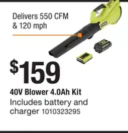 The Home Depot RYOBI 40V Blower 4.0Ah Kit offer