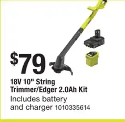 The Home Depot RYOBI-ONE 18V 10 String Trimmer/Edger 2.0Ah Kit offer