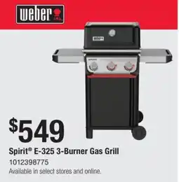 The Home Depot Weber Spirit E-325 3-Burner Gas Grill offer