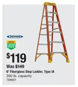 The Home Depot 6' Fiberglass Step Ladder, IA offer