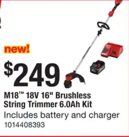 The Home Depot MILWAUKEE M18 18V 16 Brushless String Trimmer 6.0Ah Kit offer