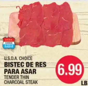 Carnicerias Jimenez U.S.D.A CHOICE TENDER THIN CHARCOAL STEAK offer