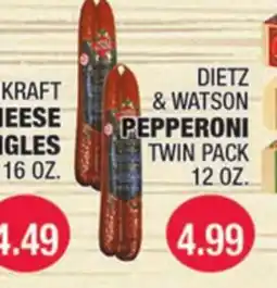 Carnicerias Jimenez KRAFT CHEESE TONGLES 16 OZ., DIETZ & WATSON PEPPERONI TWIN PACK 12 OZ offer