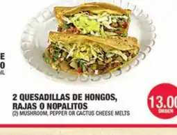 Carnicerias Jimenez 2 QUESADILLAS DE HONGOS, RAJAS O NOPALITOS offer