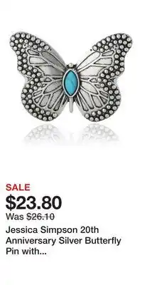Kohl's Jessica Simpson 20th Anniversary Silver Butterfly Pin with Turquoise Accent offer