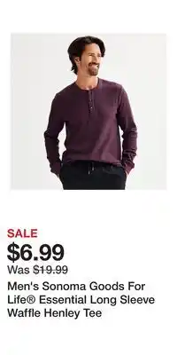 Kohl's Men's Sonoma Goods For Life Essential Long Sleeve Waffle Henley Tee offer