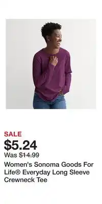 Kohl's Women's Sonoma Goods For Life Everyday Long Sleeve Crewneck Tee offer